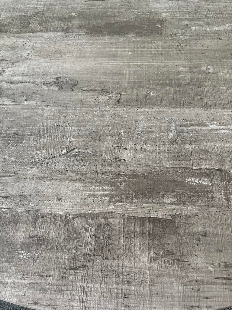 Diameter van 1.30  houtlook grijs blad, Huis en Inrichting, Tafels | Eettafels, Ophalen, Rond, Zo goed als nieuw, Vijf personen of meer