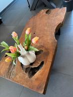 Teak hout boomstam tafel, Huis en Inrichting, 100 tot 150 cm, Zo goed als nieuw, Minder dan 50 cm, Rechthoekig