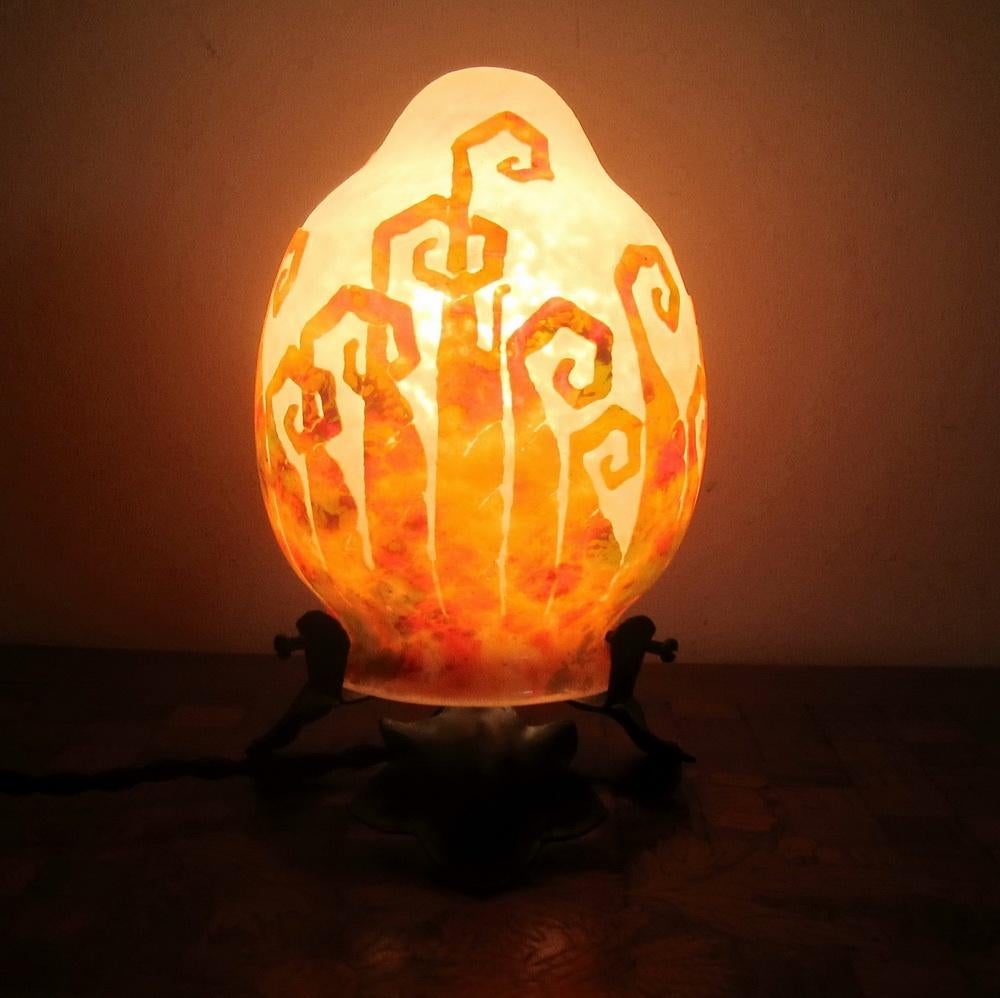 SCHNEIDER - Le Verre Français veilleuse nachtlamp ca 1920, Antiek en Kunst, Antiek | Lampen, Verzenden