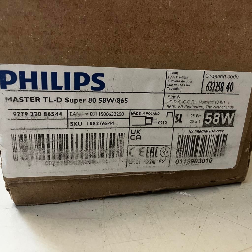 TL buis Philips Master TL-D 58W/865, Ophalen of Verzenden, Zo goed als nieuw, Minder dan 30 watt, Overige fittingen