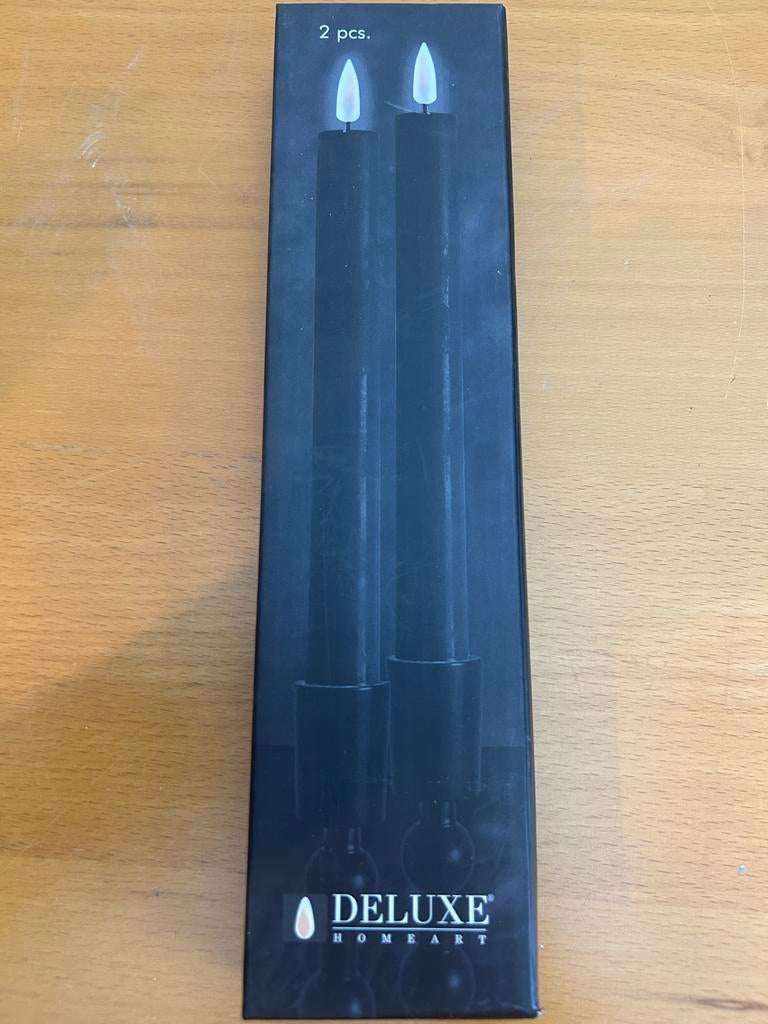Deluxe Homeart LED Kaarsen - Zwart (2 stuks), Ophalen, Kunststof, 25 tot 50 cm, Zwart