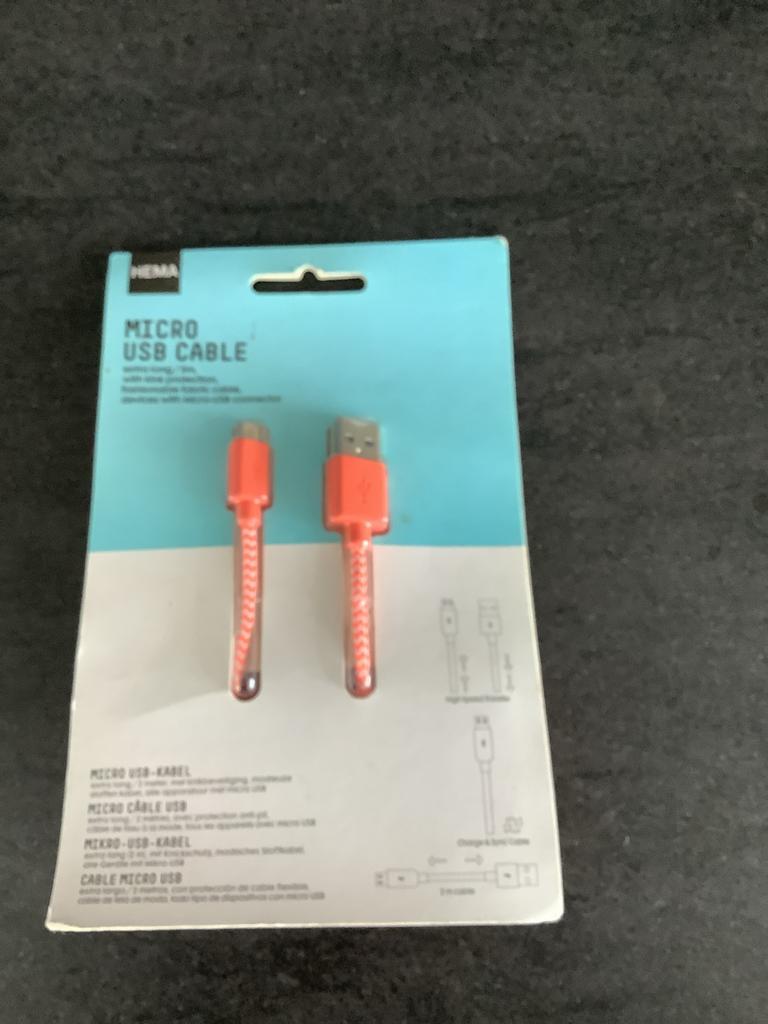 HEMA Micro USB Kabel extra lang, Ophalen of Verzenden, Nieuw, Snoer of kabel, Overige merken