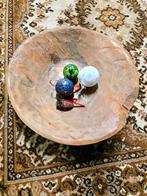 9827   Vintage Large Wooden Decorative Tray, Gebruikt, Schaal, Rond, Ophalen of Verzenden