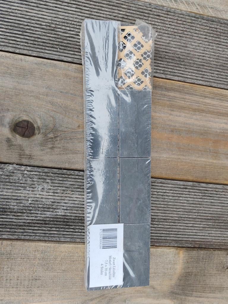 Tegel rand leisteen zwart 7,5 x 30 cm, Doe-het-zelf en Verbouw, Tegels, Overige materialen, Wandtegels, Nieuw, 20 tot 40 cm