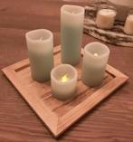 LED kaarsen set met onderbord, Overige materialen, Gebruikt, Ophalen of Verzenden, Groen