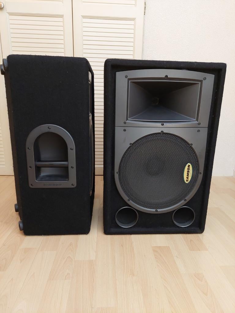 Samson resound RS 12M PA speakers, Audio, Tv en Foto, Luidsprekers, Zo goed als nieuw, 120 watt of meer, Front, Rear of Stereo speakers