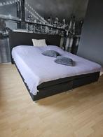 Boxspring bed met hoofdbord, Ophalen, Gebruikt, Tweepersoons, Grijs