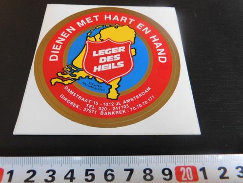 sticker Leger des Heils Dienen met hart en hand  Amsterdam, Verzamelen, Stickers, Zo goed als nieuw, Bedrijf of Vereniging, Ophalen