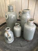 Mooie grijze set potten/vazen/kruikje H & S Collection, Overige kleuren, Aardewerk of Porselein, Nieuw, Ophalen of Verzenden