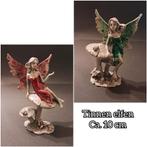 Tinnen Elfen op Paddenstoel - Set van 2, Verzamelen, Beelden en Beeldjes, Ophalen of Verzenden, Gebruikt, Fantasy