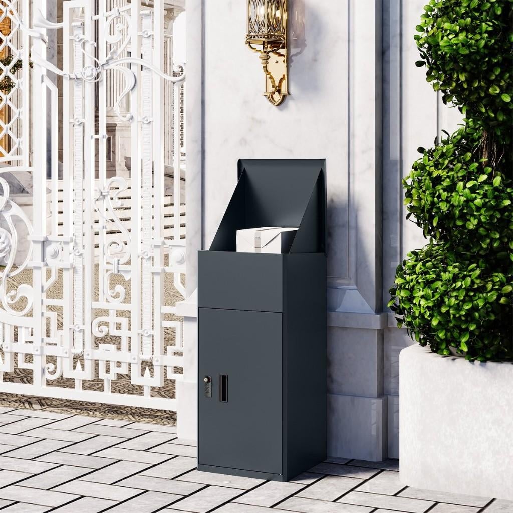 Pakketbrievenbus - Brievenbus -Metaal - Zwart - 37*37*81 cm, Ophalen of Verzenden, Nieuw, IJzer, Staande brievenbus