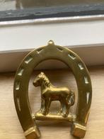 een messing/koper hoefijzer met paardje, Ophalen of Verzenden