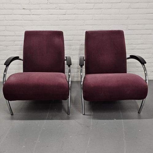 2x Gelderland 5470 fauteuil Lotus Jan des Bouvrie p/s € 445,, Huis en Inrichting, Fauteuils, Gebruikt, Metaal, Stof, 50 tot 75 cm