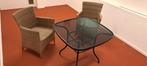 Tuinset:2rotan stoelen Collection BoisLeDuc Glazen tuintafel, Tuin en Terras, Tuinsets en Loungesets, 2 zitplaatsen, Kunststof