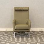 2x Montis Madonna fauteuils olijfgroen leder, Ophalen of Verzenden, Zo goed als nieuw, Leer