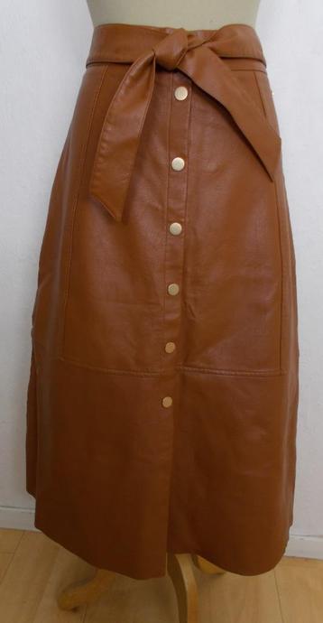 Cognac kleur stoere leather look lange rok van I-coni-K! L