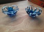 2  kobaltblauwe murano achtig schaaltjes doorsnee 15 cm, Antiek en Kunst, Ophalen of Verzenden