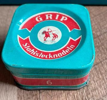 Vintage spelden blikje - Grip beschikbaar voor biedingen