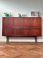 vintage highboard Deens Design teak hout jaren 50/60/70, Ophalen, Gebruikt, Met deur(en), 100 tot 150 cm