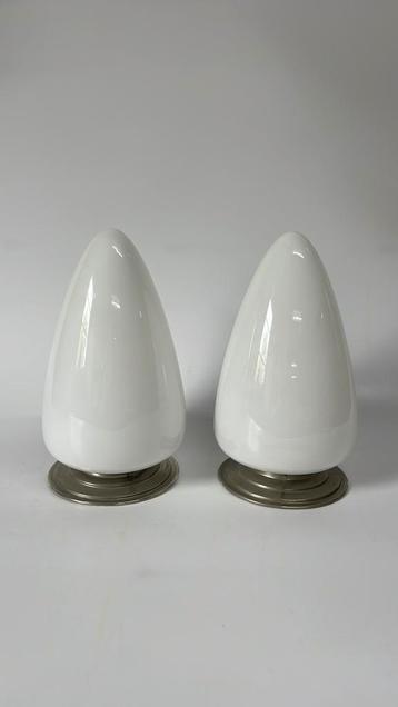 Witte vintage Gispen Giso Menhir plafondlamp nikkel armatuur beschikbaar voor biedingen