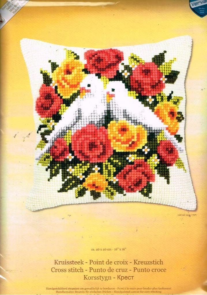 Cado vervaco borduurpakket kussen verliefde duiven, Hobby en Vrije tijd, Borduren en Borduurmachines, Nieuw, Borduurpakket, Handborduren