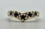 Gouden Vintage ring met edelsteen onyx en diamant. 2025/669., Ophalen of Verzenden, Goud, Ring, Met edelsteen