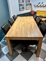 Eikenhouten eettafel met 6 stoelen, Ophalen, Gebruikt, Eikenhout, 200 cm of meer