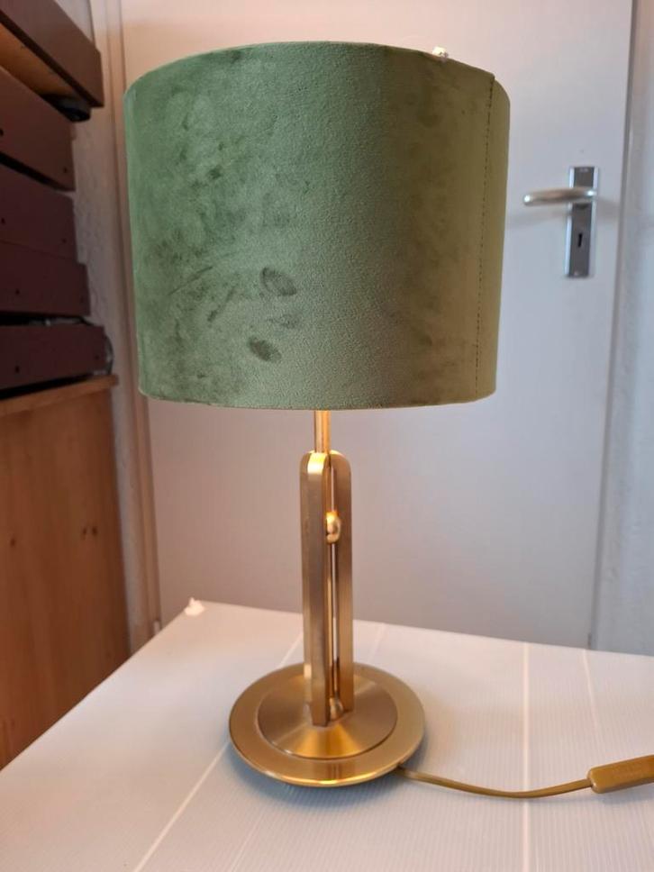 Groene Tafellamp met Gouden Details, Huis en Inrichting, Lampen | Vloerlampen, Zo goed als nieuw, Minder dan 100 cm, Metaal, Stof