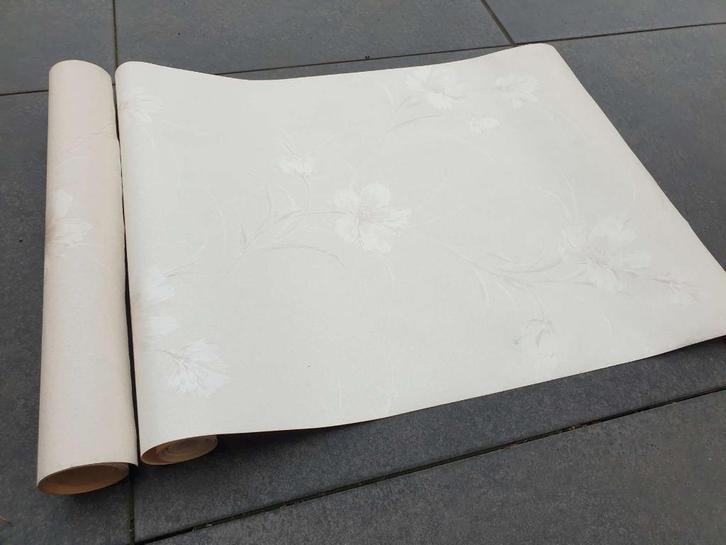 Vintage floral behangpapier 2 onvolledige rollen structuur, Huis en Inrichting, Stoffering | Behang, Wit, Beige, Bruin, minder dan 10 m²