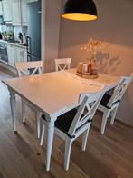 Stoelen Ikea 6x Ingolf wit met kussen antraciet, Ophalen, Gebruikt, Wit, Vijf, Zes of meer stoelen