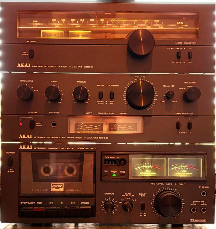 Akai Stereo Set - Vintage in mooie staat., Audio, Tv en Foto, Stereo-sets, Refurbished, Cassettedeck, Tuner of Radio, Akai, Losse componenten