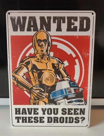 Star Wars Metalen Sign - Wanted Droids - 15x21cm beschikbaar voor biedingen