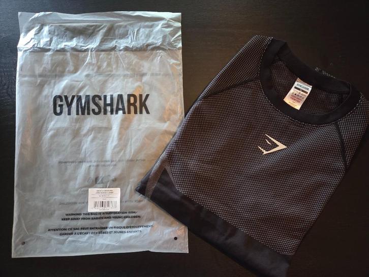 Gymshark Onyx 5.0 Seamless Long Sleeve -XL- Black/Light Grey, Kleding | Heren, Sportkleding, Nieuw, Fitness, Maat 56/58 (XL), Zwart