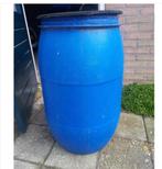 blauwe regenton hoog 80 cm/breed 45 cm/inhoud 120 ml, Tuin en Terras, Regentonnen, 75 tot 150 liter, Ophalen, Gebruikt, Kunststof