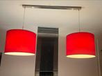 Eetkamerlamp met rode lampenkappen, Ophalen, Zo goed als nieuw, Metaal, 50 tot 75 cm