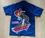 Donkerblauwe blouse met korte mouwen en print skateboarder, H&M, Overhemd of Blouse, Ophalen of Verzenden, Zo goed als nieuw