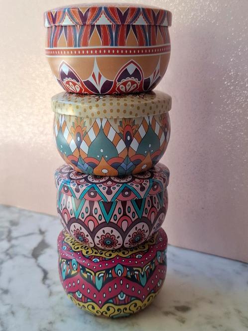 4x blikjes met kleurig mandala patroon, Verzamelen, Blikken, Nieuw, Overige merken, Verzenden