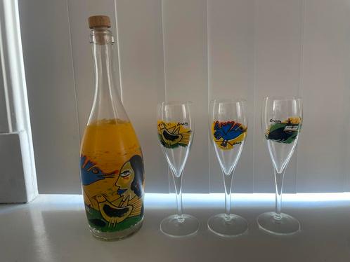 Corneille fles met 3 Champagneglazen, Antiek en Kunst, Antiek | Glas en Kristal, Ophalen