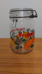 Vintage glazen bokaal Fruit-Tella, Bocal Le Parfait, 1 liter, Huis en Inrichting, Glas, Overige typen, Overige stijlen, Ophalen of Verzenden