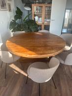 Mangohouten ronde tafel, Ophalen, Eikenhout, 100 tot 150 cm, 150 tot 200 cm