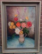 Hans Jonker (1901-1963) Stilleven met bloemen 1949 doek, Antiek en Kunst, Kunst | Schilderijen | Klassiek, Ophalen of Verzenden