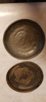 2 zeer ouden tinnen borden ( schalen) bodemvondsten 22 cm br, Ophalen of Verzenden
