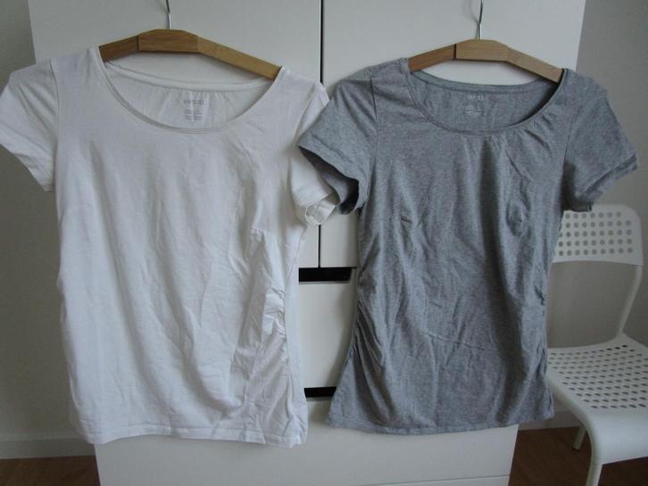 Wit + Grijs Zwangerschaps shirt maat M, Kleding | Dames, Positiekleding, Zo goed als nieuw, Shirt of Top, Maat 38/40 (M), Grijs