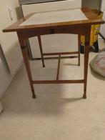 Kleine eet tafel  teak met marmer, Huis en Inrichting, Ophalen, 100 tot 150 cm, Teakhout, Tot twee personen