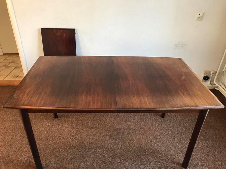 Vintage teak palissander tafel eettafel uitschuifbaar deens, Huis en Inrichting, Tafels | Eettafels, Gebruikt, 50 tot 100 cm, 150 tot 200 cm