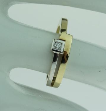 Diamant solide 14k gouden bicolor dames ring fraai luxe beschikbaar voor biedingen