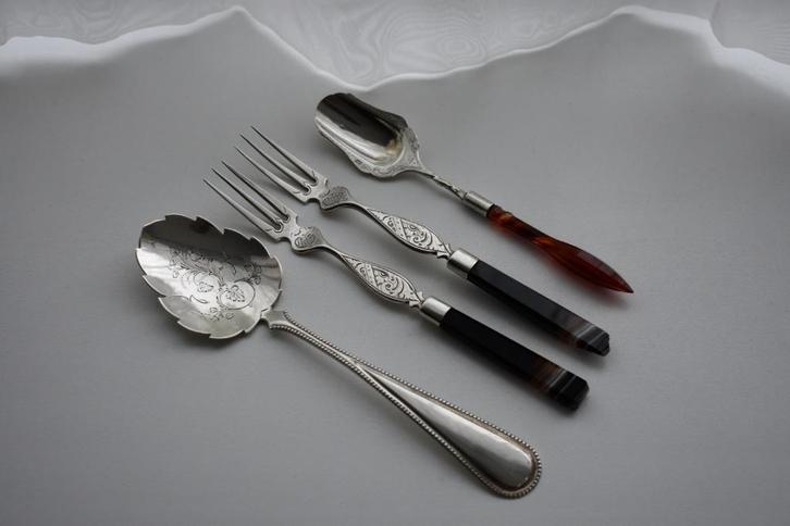 Zilver zilveren bonbon gember parel Agaten schepje Jaspis, Antiek en Kunst, Antiek | Goud en Zilver, Zilver, Ophalen of Verzenden