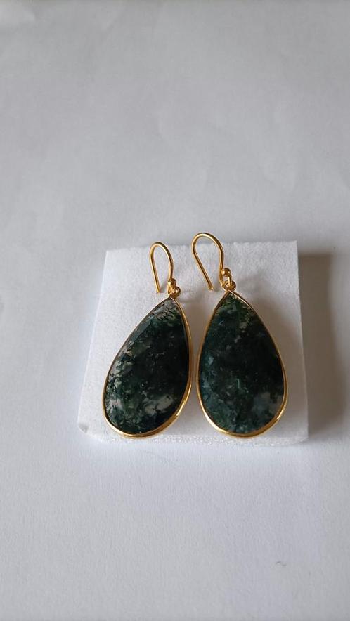 Fraaie zilver vergulde forse oorbellen Mosagaath, Sieraden, Tassen en Uiterlijk, Oorbellen, Nieuw, Hangers, Zilver, Goud, Met edelsteen