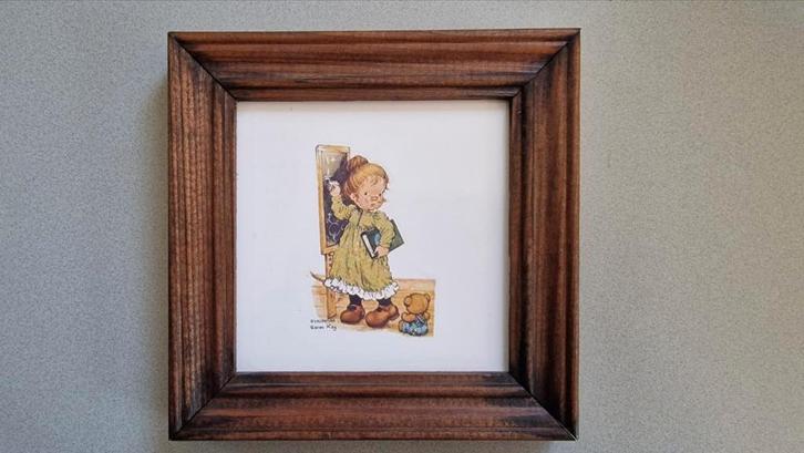 Vintage origineel Sarah Kay Holly Hobbie wandtegel in lijst, Kinderen en Baby's, Kinderkamer | Inrichting en Decoratie, Zo goed als nieuw