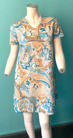 Vintage originele jaren 70 mini-jurk lichtblauw/beige mt 40, Maat 38/40 (M), Vintage, Gedragen, Boven de knie